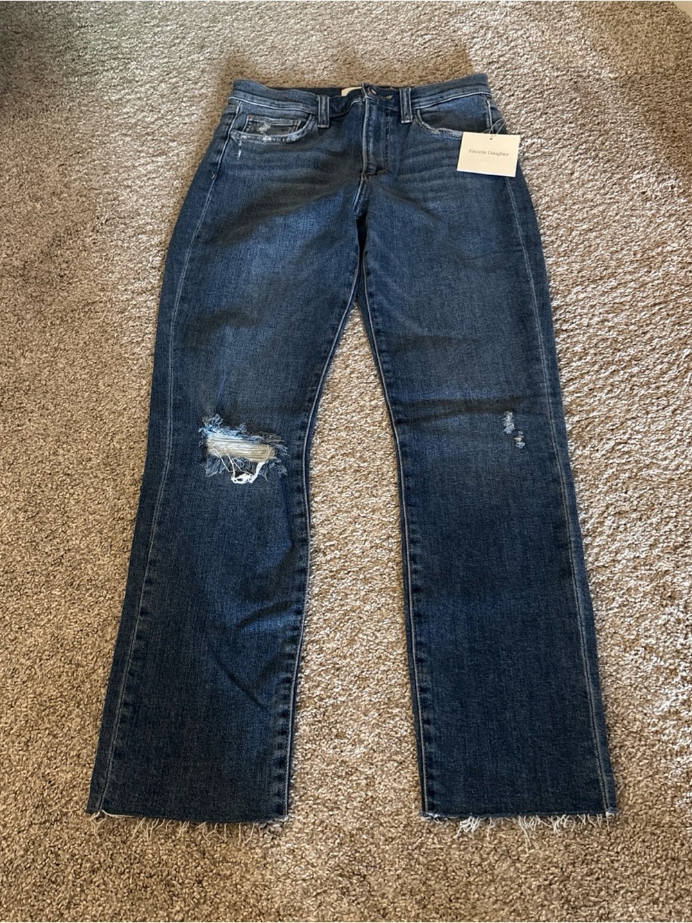 Favorite Daughter Dark Blue High-Rise Straight Jeans
